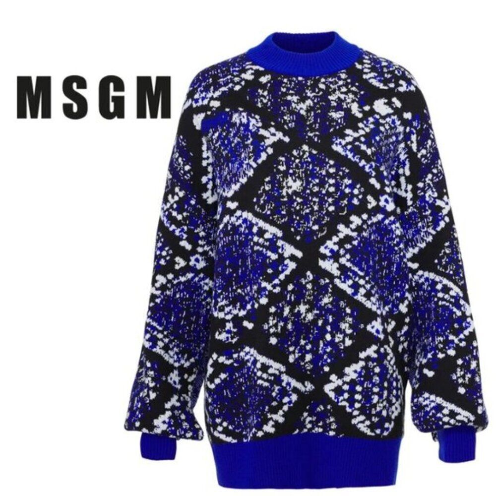 MSGM Anthropologie $285 Oversized luxe Python graphic knit warm cozy Sweater S